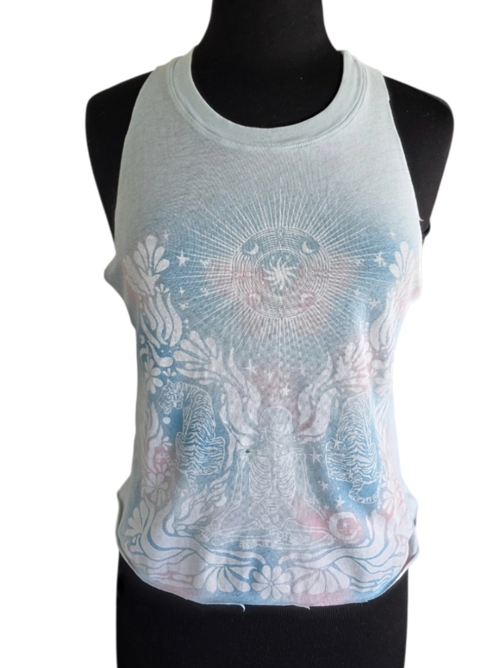 Project Social T Thrashed Tank Custom Cut Cropped Blue Racerback Tank Top